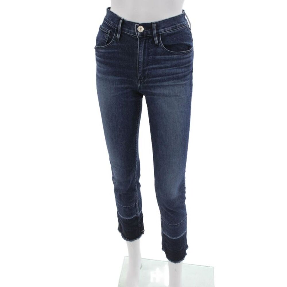 3x1 NYC Womens Cropped High Rise Blue Cotton Blend Jeans Size 25